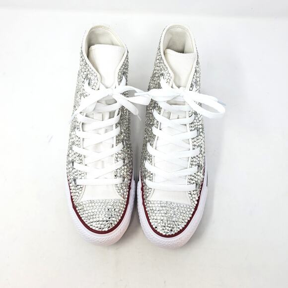 Custom Bling Converse All Star Chucks Wedding High Top Sneaker Rhinestone Size 7 - Picture 3 of 11